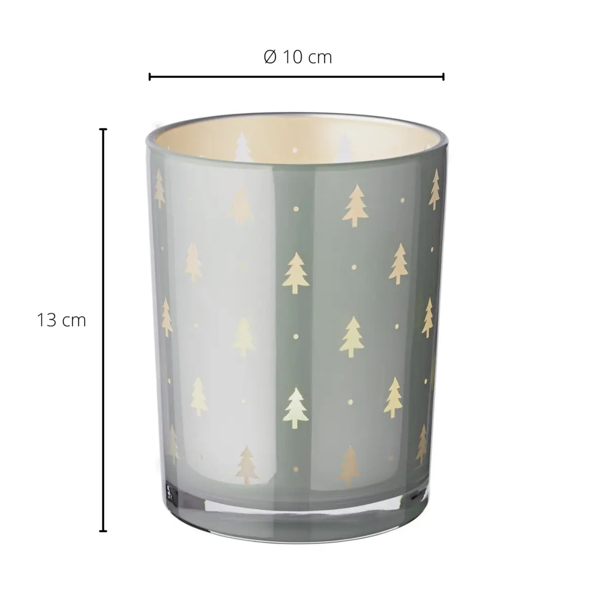Lanterne Tani (hauteur 13 cm, ø 10 cm), motif sapin, gris EDZARD-SHOP.com