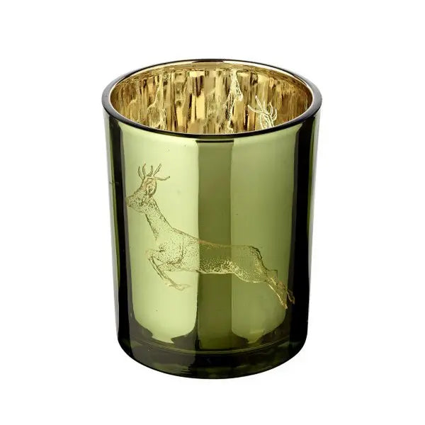 Lanterne en verre Cerf courant noir mat H 13 cm EDZARD-SHOP.com