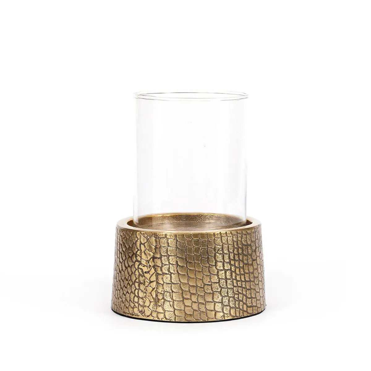 Le Bougeoir Croco avec Verre - Laiton - L Bazar Bizar Living