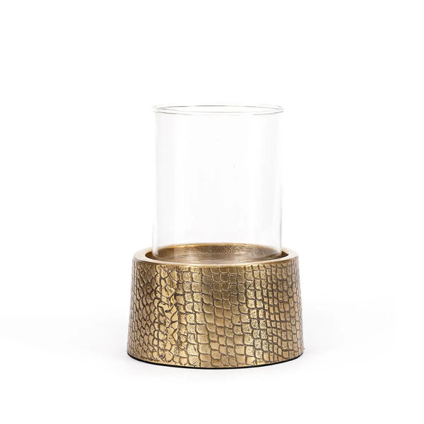 Le Bougeoir Croco avec Verre - Laiton - L Bazar Bizar Living