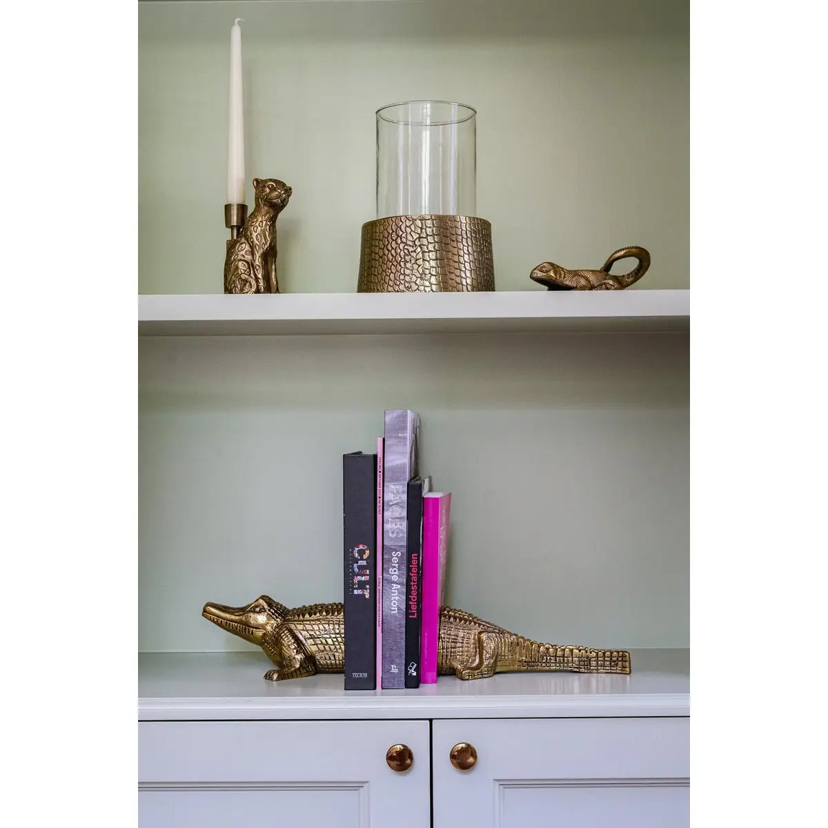 Le Bougeoir Croco avec Verre - Laiton - L Bazar Bizar Living