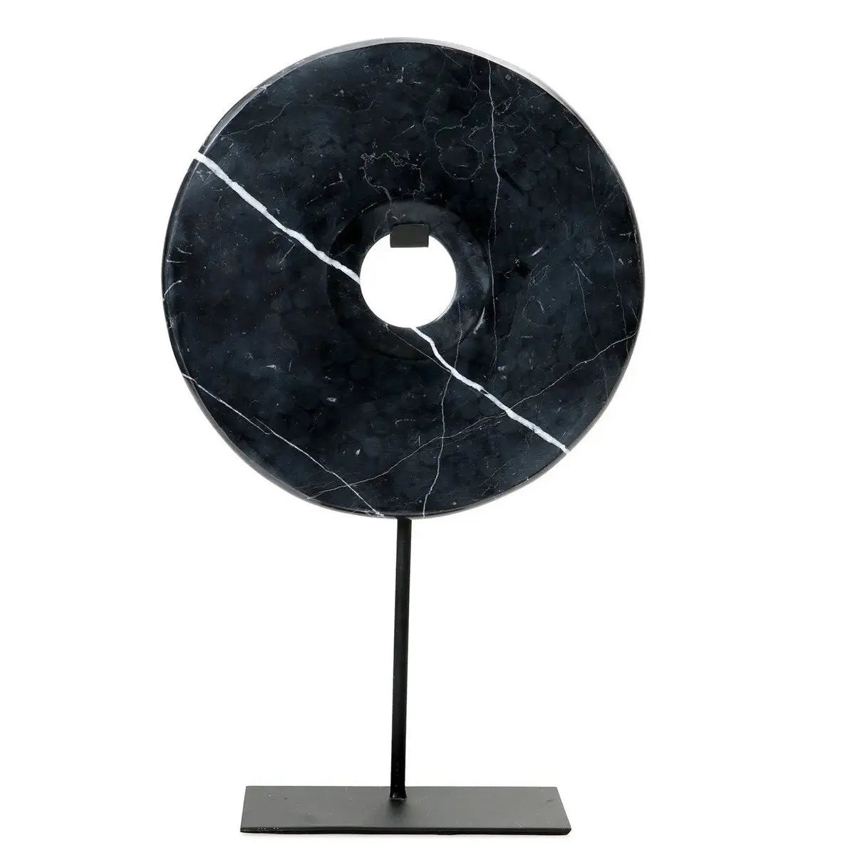 Le disque de marbre sur support - Noir - L Bazar Bizar Living