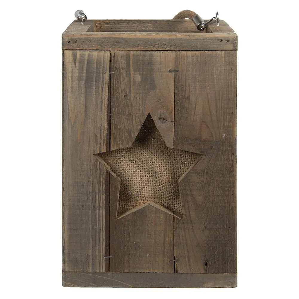Light de relief 19x19x28 cm Bougeoir d'étoile en bois marron Clayre & Eef.