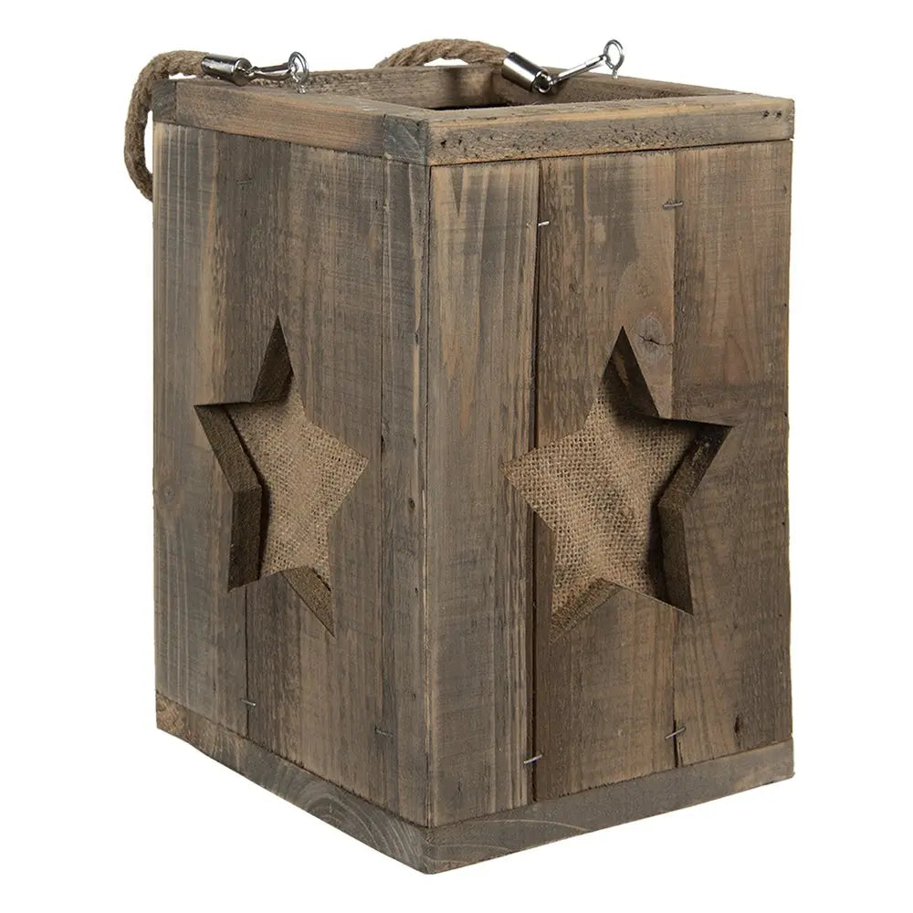 Light de relief 19x19x28 cm Bougeoir d'étoile en bois marron Clayre & Eef.