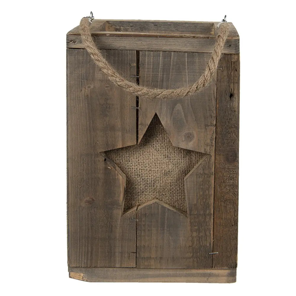 Light de relief 19x19x28 cm Bougeoir d'étoile en bois marron Clayre & Eef.
