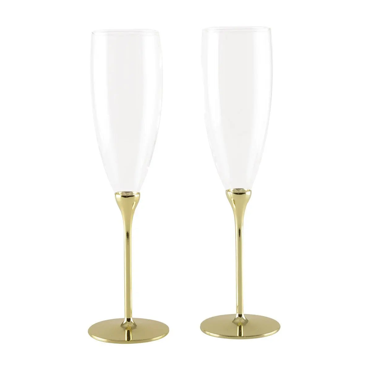 Lot de 2 flûtes à champagne en verre sur pied en métal doré AULICA
