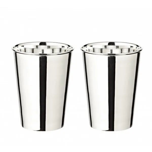 Lot de 2 mugs Mido, H 10 cm, métal argenté élégant EDZARD-SHOP.com