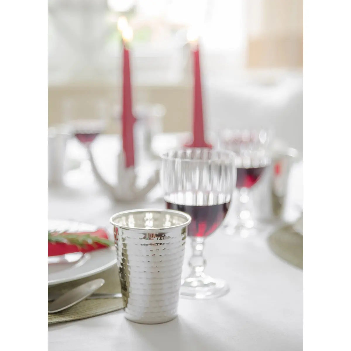 Lot de 2 mugs Mido, H 10 cm, métal argenté élégant EDZARD-SHOP.com