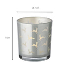 Lot de 2 verres à bougie Hiti (hauteur 8 cm, ø 7 cm), gris, lanterne avec motif rennes EDZARD-SHOP.com
