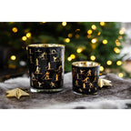 Lot de 2 verres à bougie Monty (hauteur 8 cm, ø 7,5 cm), lanterne avec motif ski, or/noir EDZARD-SHOP.com