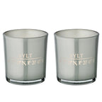 Lot de 2 verres à bougie Sylt (hauteur 8 cm, ø 7,5 cm) en gris, lanterne élégante aux coordonnées Sylt EDZARD-SHOP.com