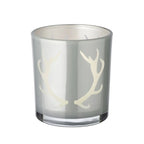 Lot de 2 verres à bougies chauffe-plat Ati (hauteur 8 cm, Ø 7 cm), gris, lanterne avec motif bois de cerf EDZARD-SHOP.com