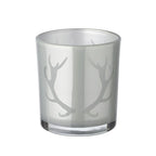 Lot de 2 verres à bougies chauffe-plat Ati (hauteur 8 cm, Ø 7 cm), gris, lanterne avec motif bois de cerf EDZARD-SHOP.com