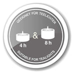 Lot de 2 verres à bougies chauffe-plat Ati (hauteur 8 cm, Ø 7 cm), gris, lanterne avec motif bois de cerf EDZARD-SHOP.com