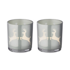 Lot de 2 verres à bougies chauffe-plat Loki (hauteur 8 cm) en gris EDZARD-SHOP.com