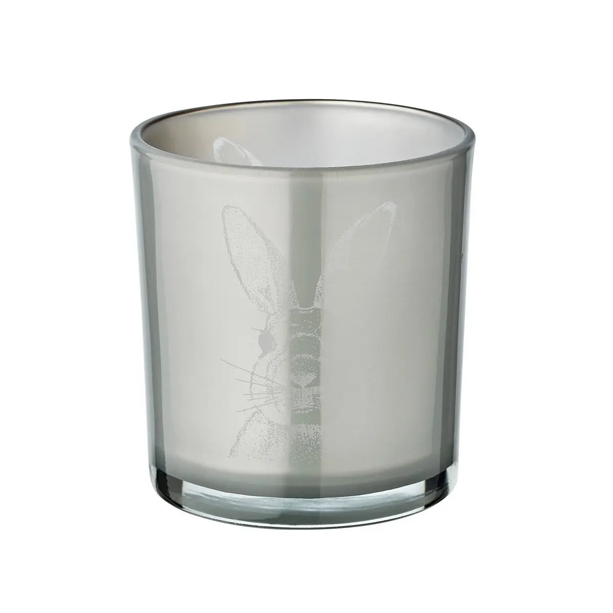Lot de 2 verres à réchaud lapin (hauteur 8 cm, ø 7,5 cm), en gris, lanterne porte-bougie avec motif lapin EDZARD-SHOP.com