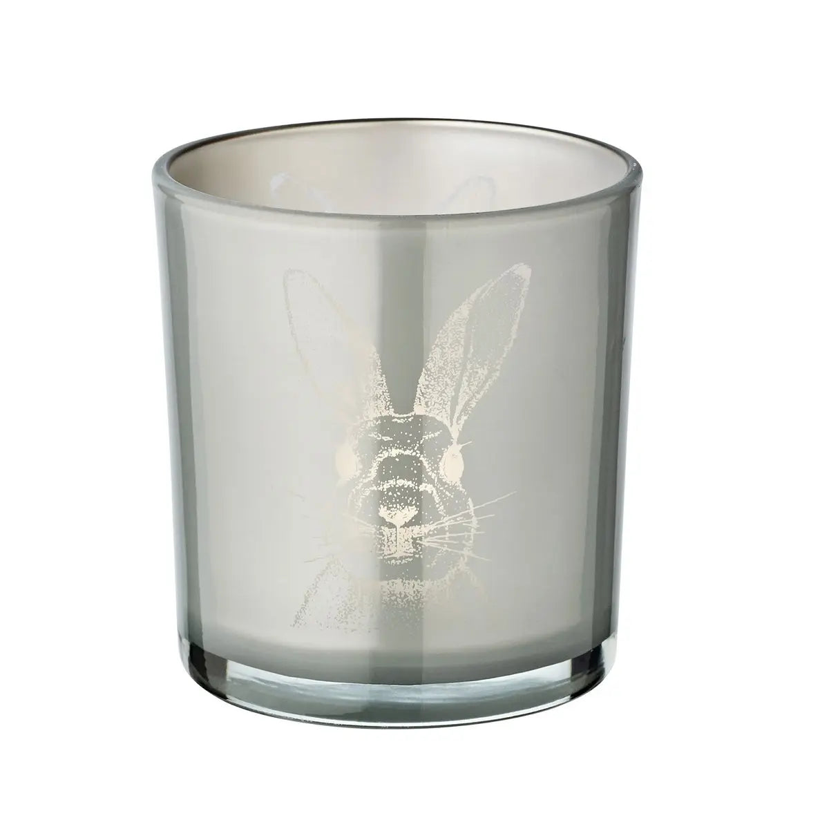Lot de 2 verres à réchaud lapin (hauteur 8 cm, ø 7,5 cm), en gris, lanterne porte-bougie avec motif lapin EDZARD-SHOP.com