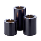Lot de 3 bougies permanentes Cornelius (Ø 6cm, hauteurs 6/8/10 cm) noir, photophore résistant à la chaleur 90° EDZARD-SHOP.com