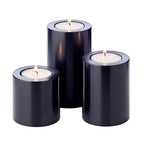 Lot de 3 bougies permanentes Cornelius (Ø 6cm, hauteurs 6/8/10 cm) noir, photophore résistant à la chaleur 90° EDZARD-SHOP.com