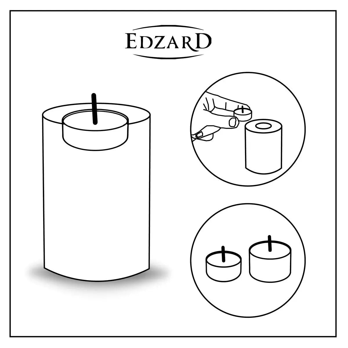 Lot de 3 bougies permanentes Cornelius (Ø 6cm, hauteurs 6/8/10 cm) noir, photophore résistant à la chaleur 90° EDZARD-SHOP.com