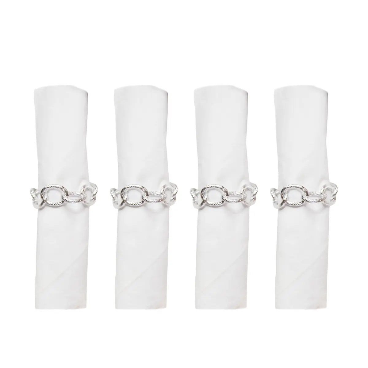 Lot de 4 ronds de serviette chaîne argent AULICA