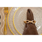 Lot de 4 ronds de serviette chaîne blanche et marron AULICA