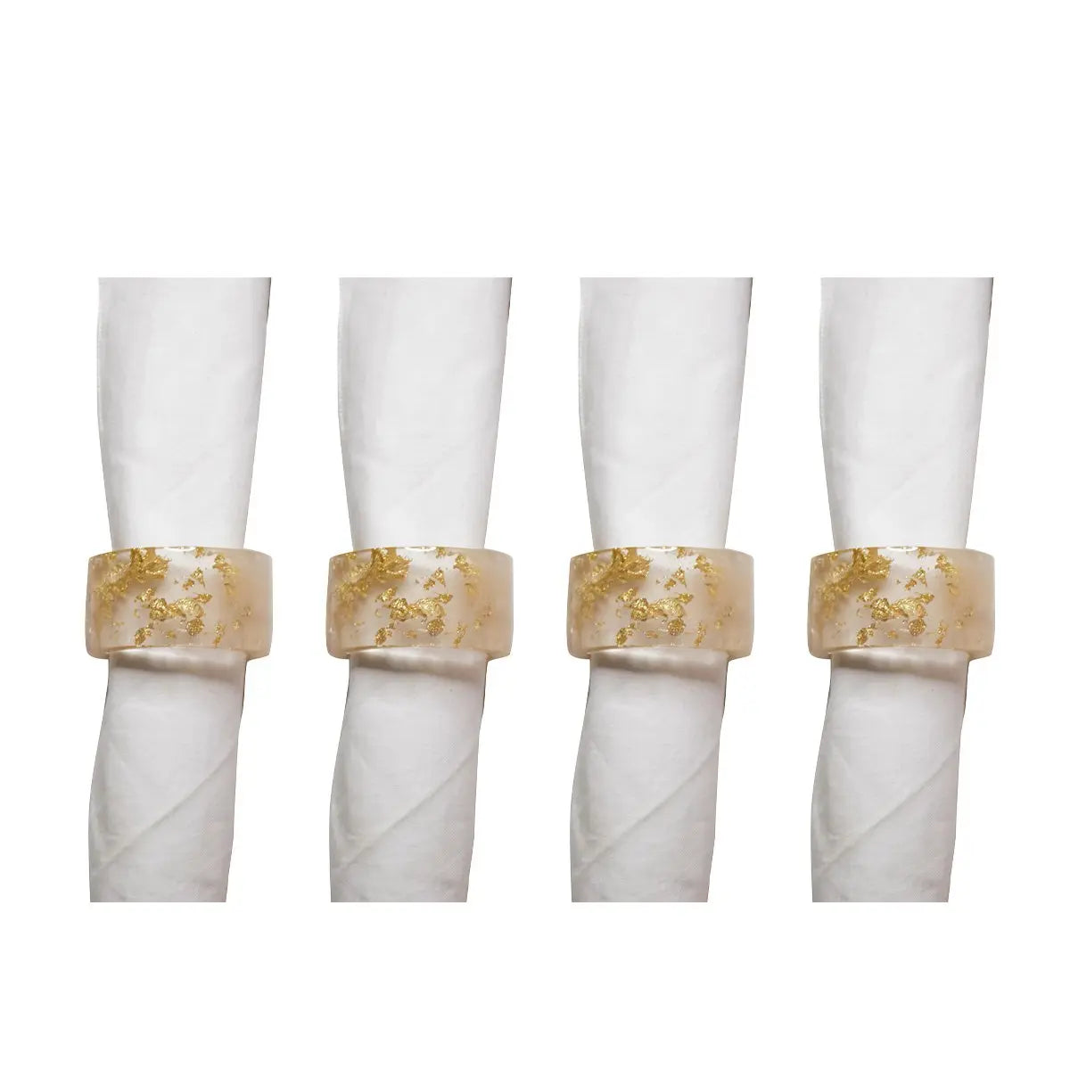Lot de 4 ronds de serviette en résine paillette AULICA