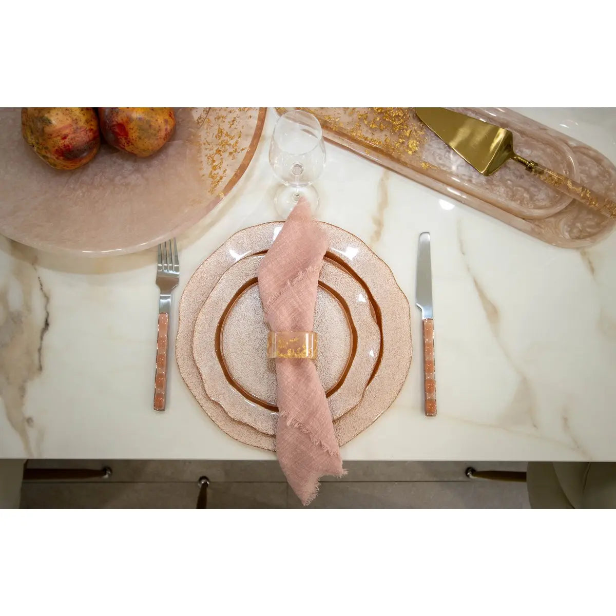 Lot de 4 ronds de serviette en résine paillette AULICA