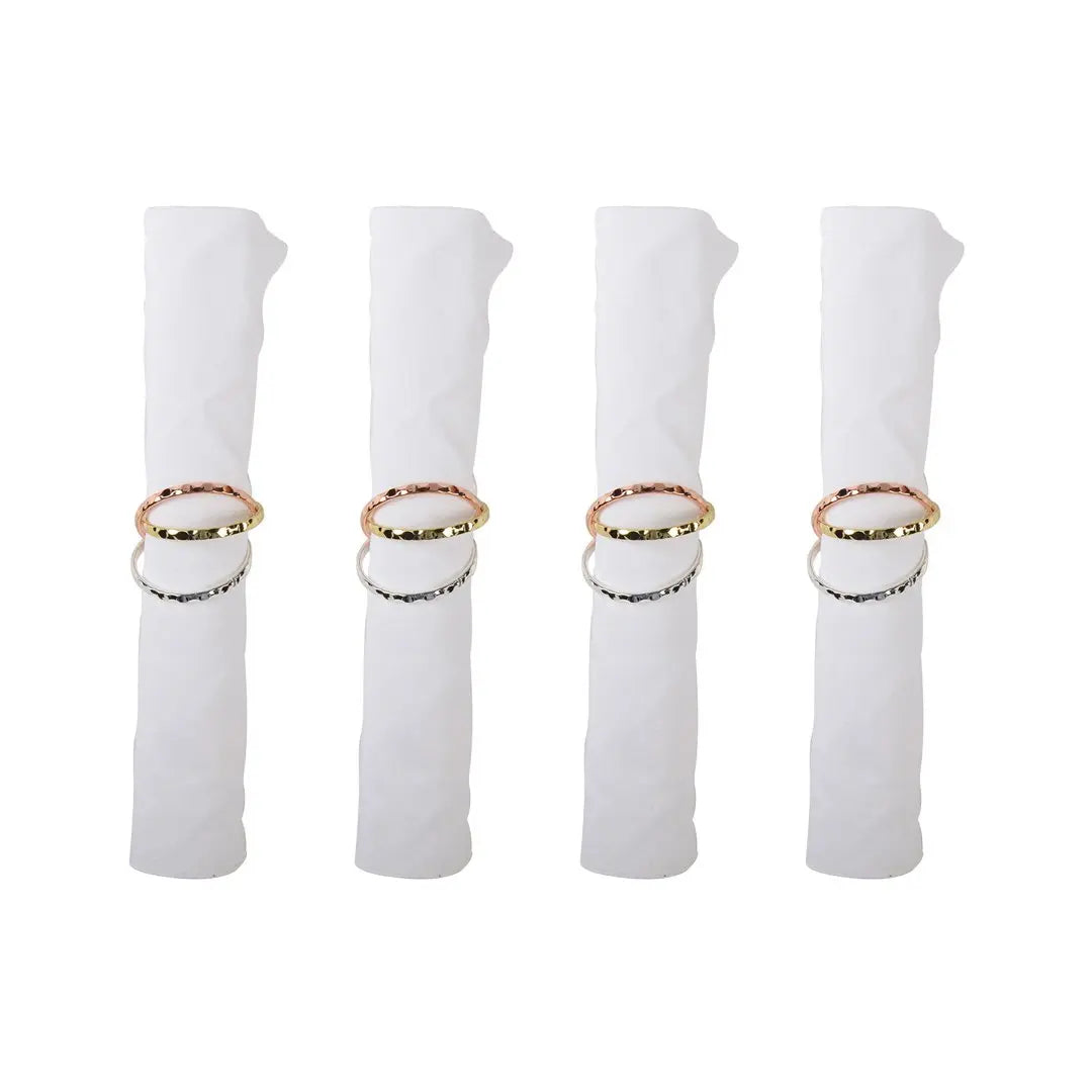 Lot de 4 ronds de serviettes 3 bandes AULICA