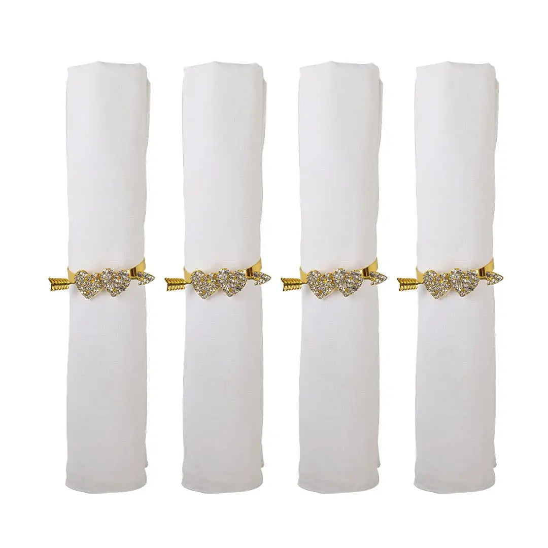 Lot de 4 ronds de serviettes cœurs AULICA
