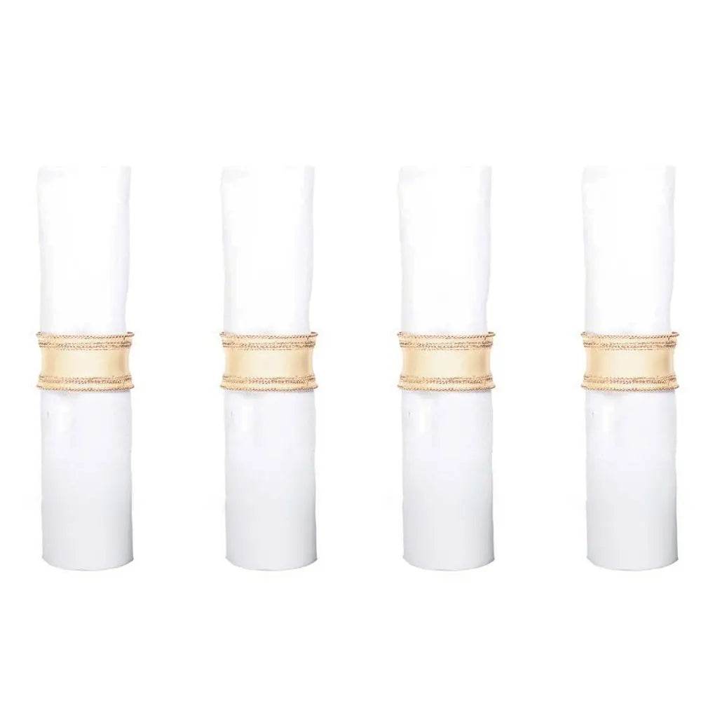 Lot de 4 ronds de serviettes dorés avec strass AULICA