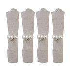 Lot de 4 ronds de serviettes doubles perles AULICA