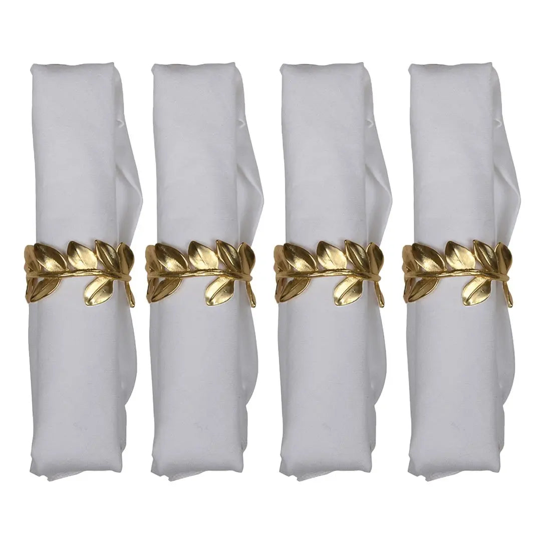 Lot de 4 ronds de serviettes feuilles AULICA