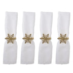 Lot de 4 ronds de serviettes flocons dorés AULICA