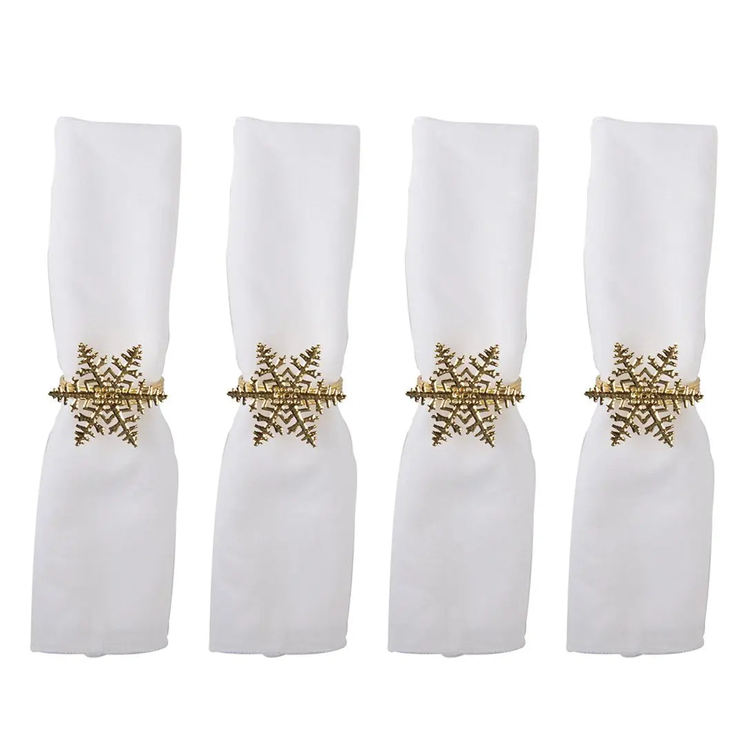 Lot de 4 ronds de serviettes flocons dorés AULICA