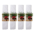 Lot de 4 ronds de serviettes houx AULICA