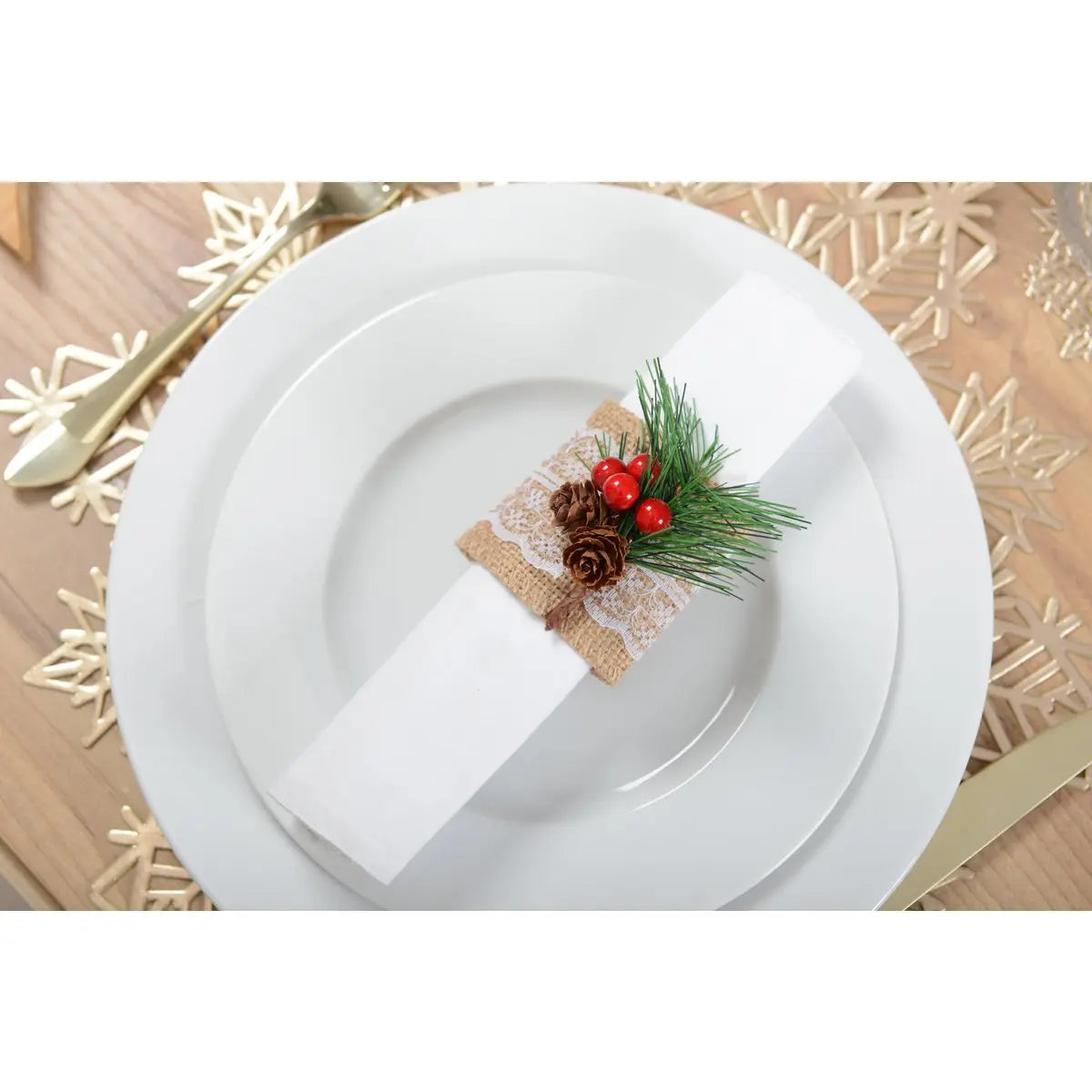 Lot de 4 ronds de serviettes houx AULICA