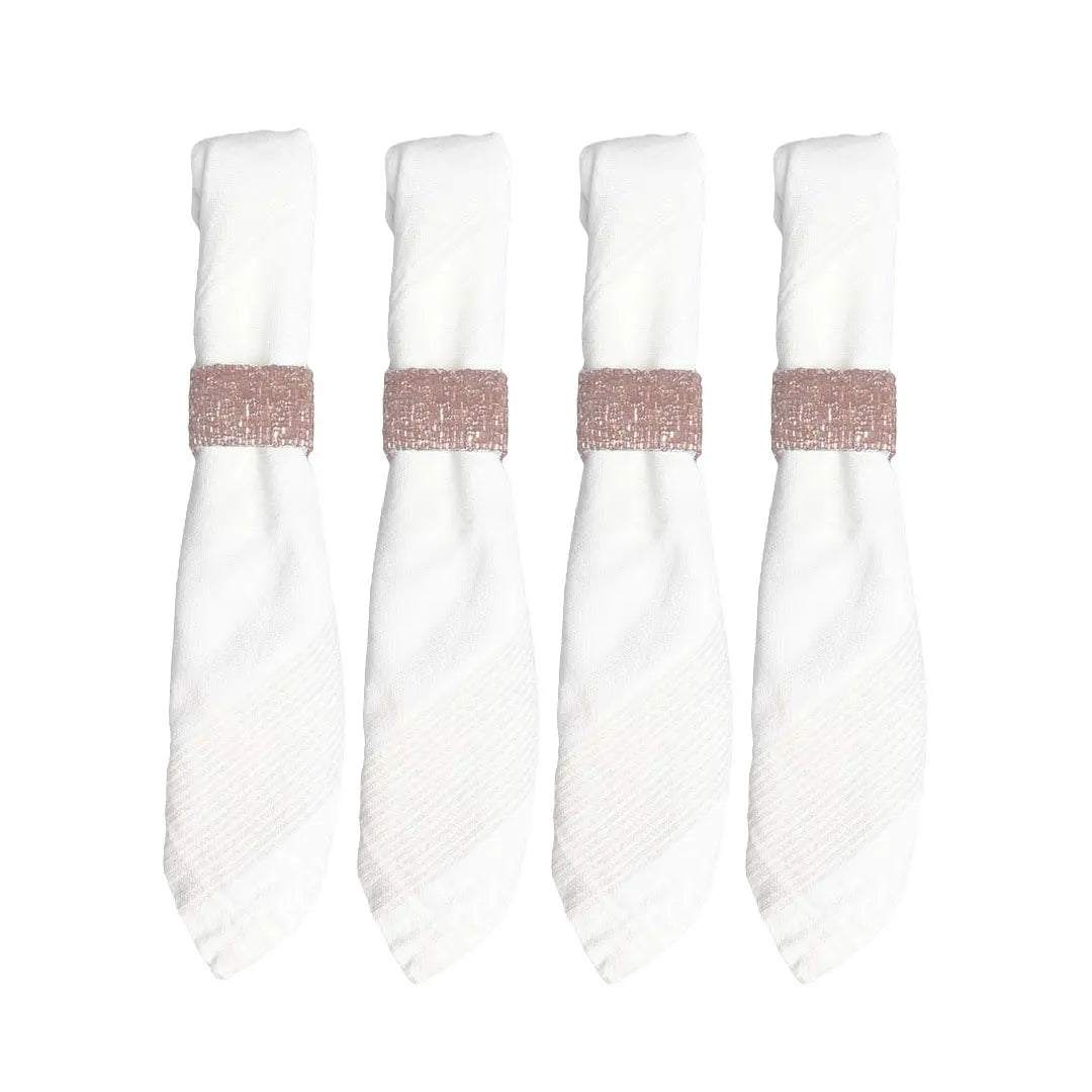 Lot de 4 ronds de serviettes rectangulaires pêche AULICA