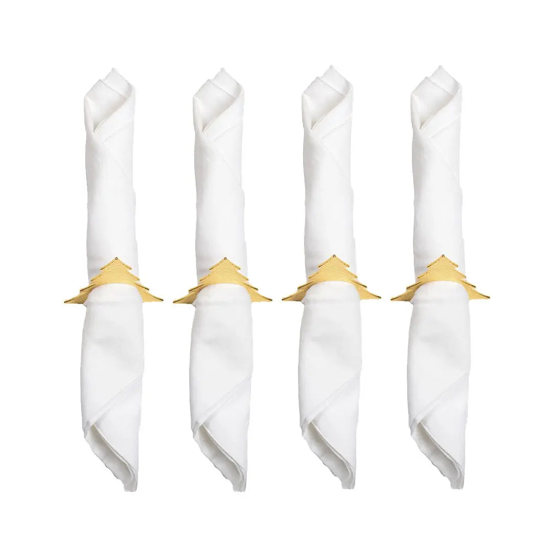 Lot de 4 ronds de serviettes sapins dorés AULICA