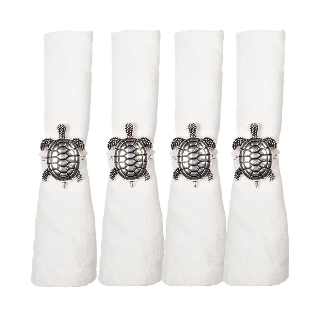 Lot de 4 ronds de serviettes tortues argent AULICA