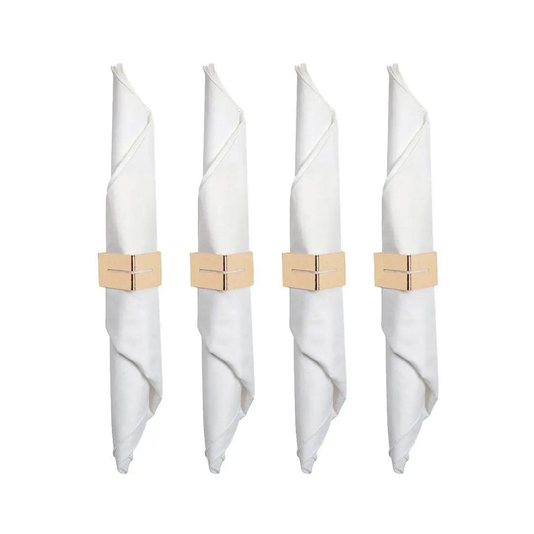 Lot de 4 ronds de serviettes triangle martelé doré AULICA