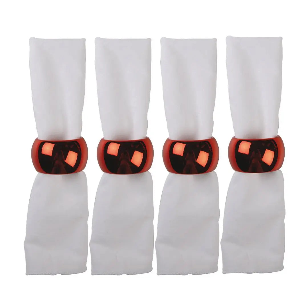 Lot de 4 ronds de serviettes uni rouge AULICA