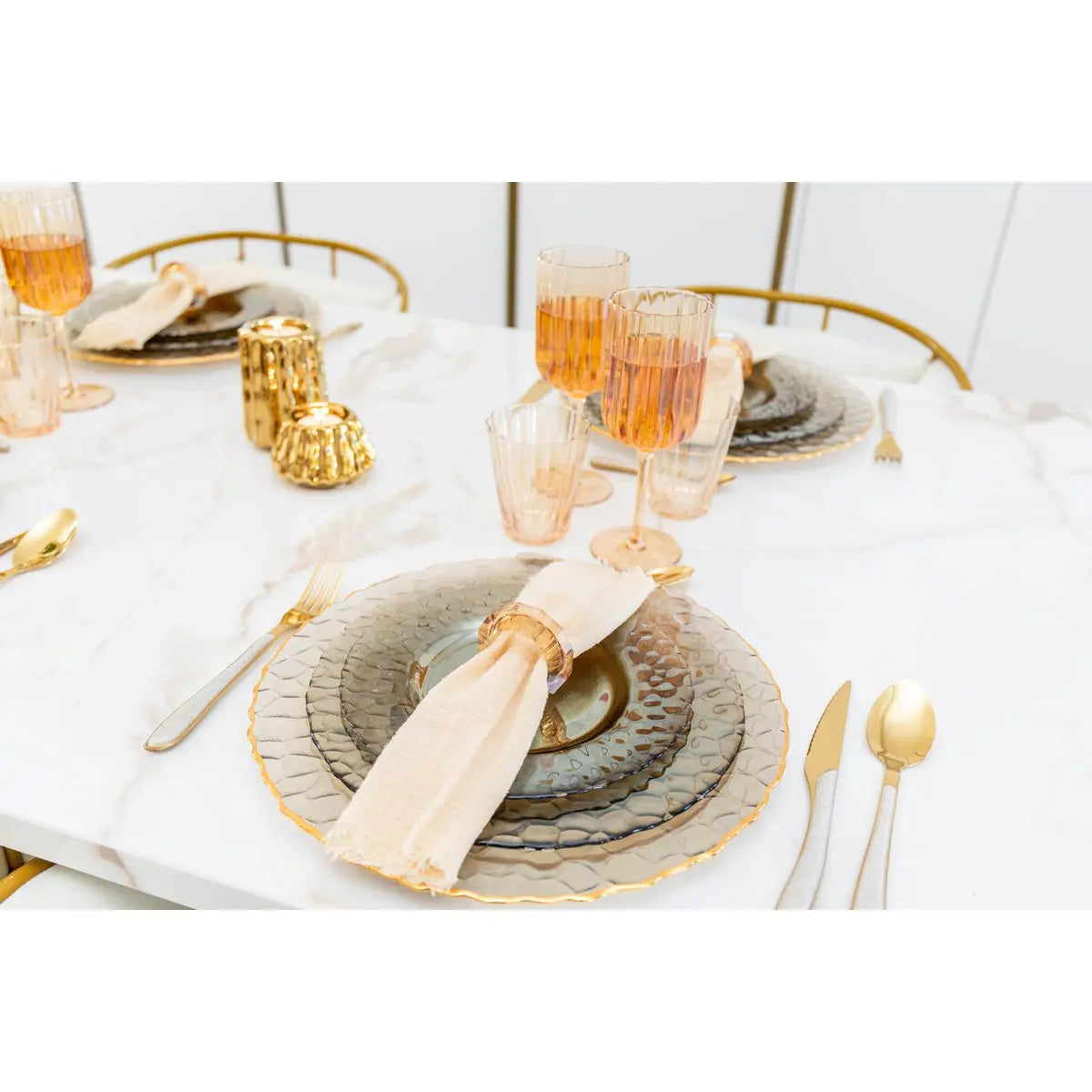 Lot de 6 ronds de serviettes en cristal ambré AULICA