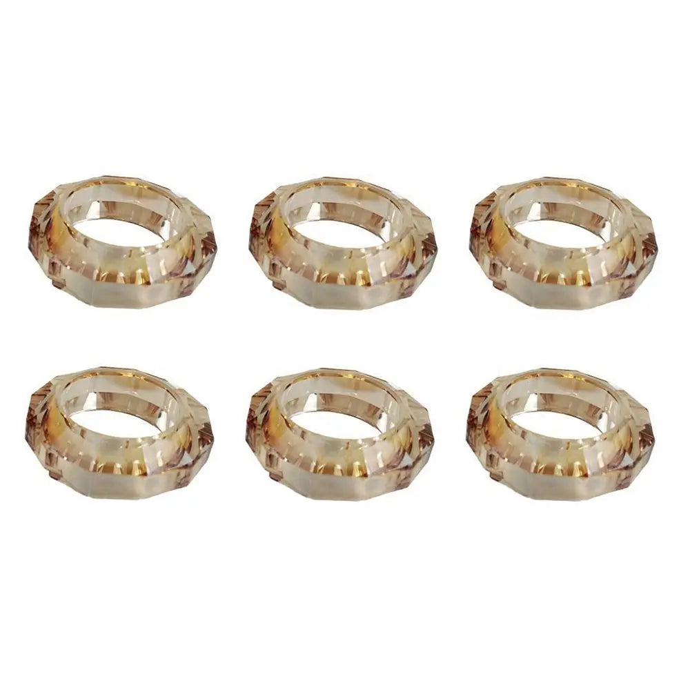 Lot de 6 ronds de serviettes en cristal ambré AULICA