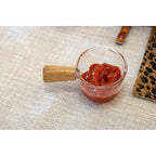 Mini casserolette en verre avec manche en bois  9x5.5x4cm AULICA