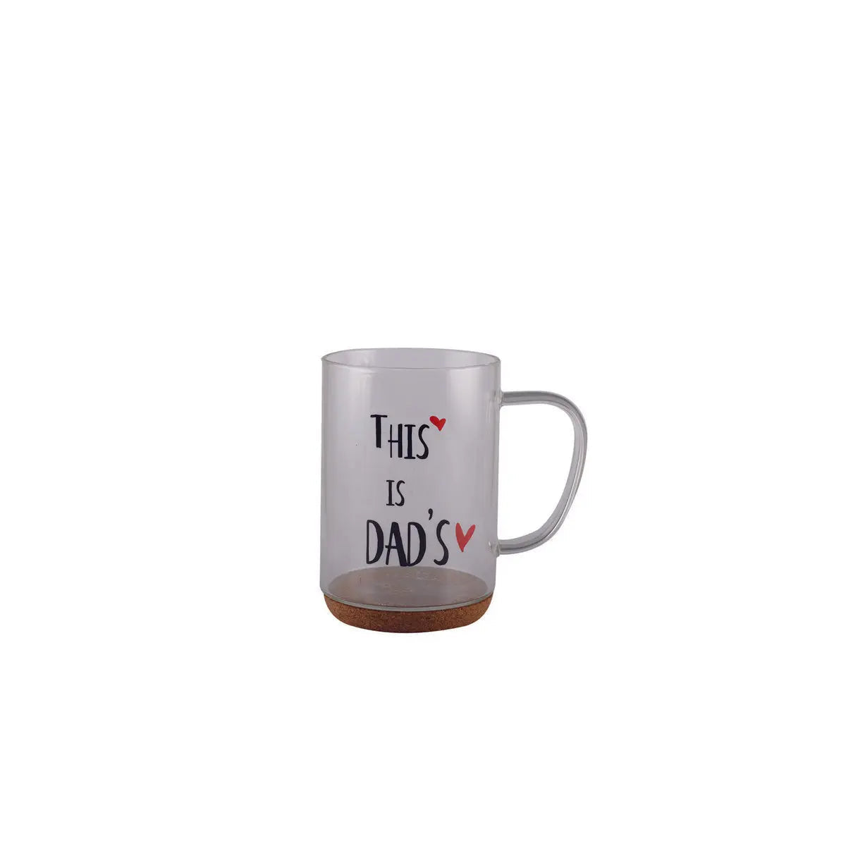 Mug en verre fond liège inscription dad AULICA