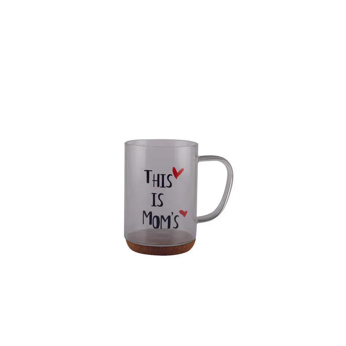 Mug en verre fond liège inscription mom AULICA