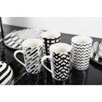 Mugs 450ml noir & blanc - lot de 4 AULICA