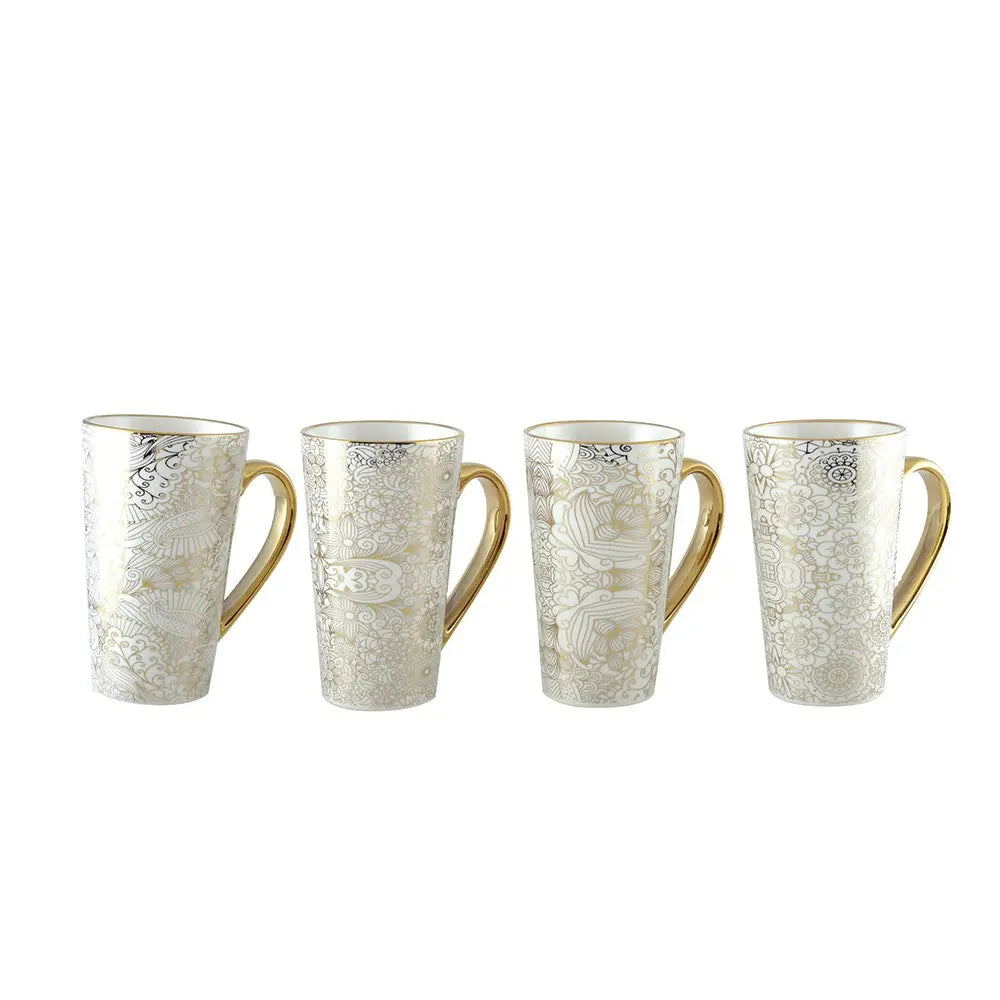 Mugs blanc design abstrait - lot de 4 AULICA