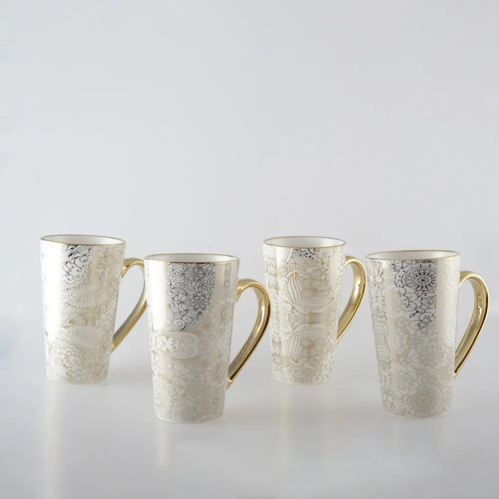Mugs blanc design abstrait - lot de 4 AULICA